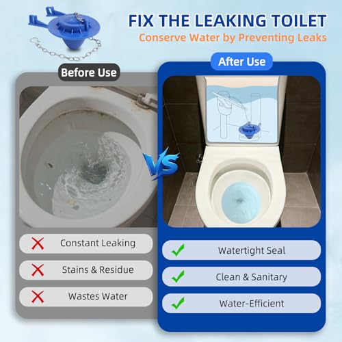 Image of Hibbent 2 Pack Universal 2 Inch Toilet Flapper Compatible with American Standard, Kohler, TOTO, Gerber Toilets Tank, Water Conserving Toilet Flapper Replacement with Stainless Steel Chain, Blue