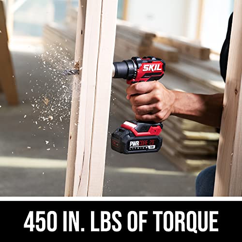 Skil Pwr Core 20 Brushless 20V 1/2 In. Compact Varible-Speed Drill Driver Kit With 1/2'' Single-Sleeve, Keyless Ratcheting Chuck & Led Worklight Includes 2.0Ah Battery And Pwr Jump Charger-Dl6293B-10 #TOP2