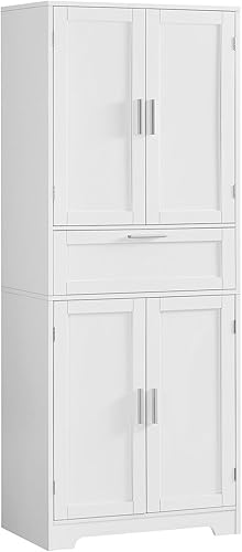 Miniatura 15 de Iwell Armario de baño de 67 pulgadas de alto, armario de almacenamiento con 2 puertas y 1 cajón, armarios de almacenamiento de baño con estantes