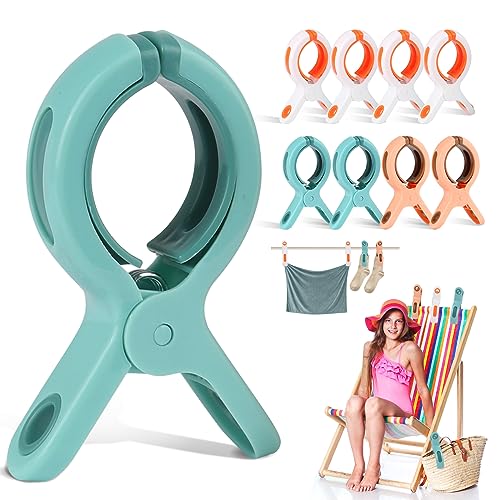 8 Stück Wäscheklammern Groß, Handtuchklammern für Strandliegen, Stabil Strandtuch Klammern, Winddicht Große Klammern, Wäscheklammer für Tägliche Wäsche, Badetuch, Bettwäsche, Dicke Kleidung