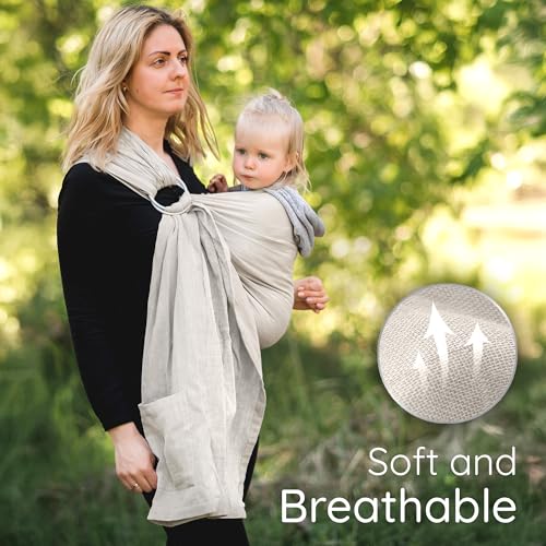 ring sling baby carrier - usa lab tested 100 natural cotton muslin breathable amp ergonomic ring sling beige