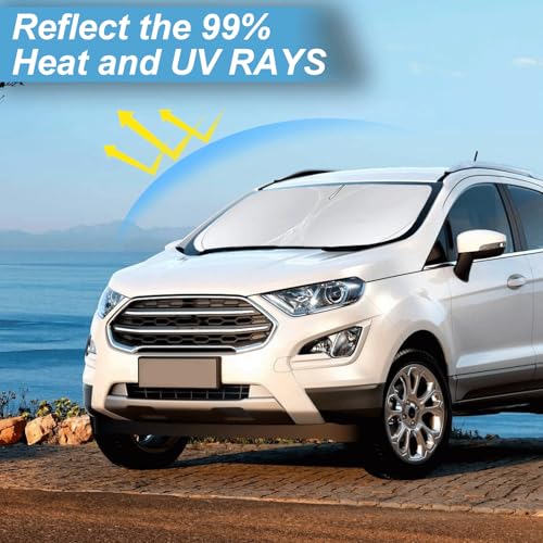 Image of Windshield Sun Shade for Ford Ecosport 2022-2025 Sunshade Window Sun Visor | Custom Fit Ecosport SUV Accessories Foldable Front Windshield Cover Protector UV Reflector