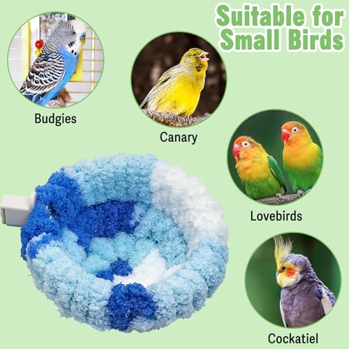 Image of kathson kathon Window Bird Bed with Suction Cup, Winter Warm Bird Plush Nest Parrot Sleeping Bed for Budgie Lovebird Conure Quaker (Diameter 6.7in, Blue)