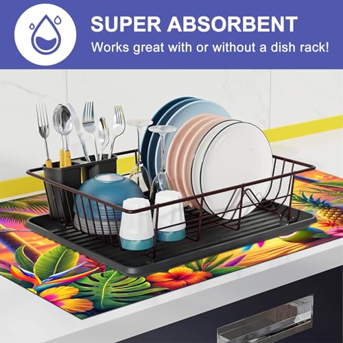 Image of HOMETITUTE Summer Stove Top Cover 28x20 Tropical Parrot Sunset Heat Resistant