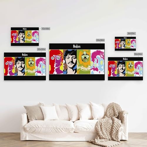 REOTTO Poster décoratif sur toile The Beatles Rock Band – Impression d’art moderne pour chambre à coucher – 20 x 30 cm - Les Beatles, Paul McCartney, John Lennon, RIngo Starr, George Harrison REOTTO Poster décoratif sur toile The Beatles Rock Band - Impression d'art moderne pour chambre à coucher - 20 x 30 cm – Image 3