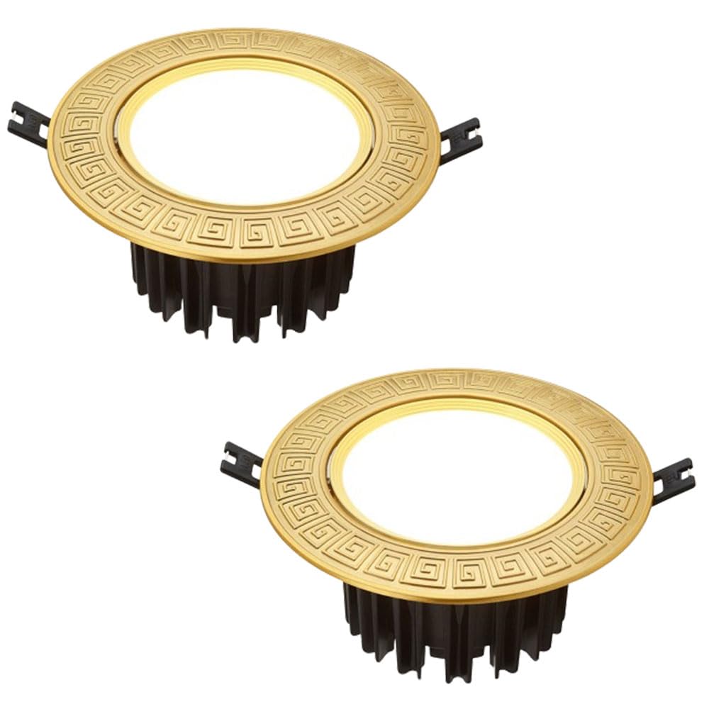 ASerZenith Recessed Brass Downlight 12W Ultra Thin Round Baffle Trim,All Copper Led Recessed Daylight Retrofit Downlight Round Brass Panel Light Cutting Size: 120-140Mm,Brass