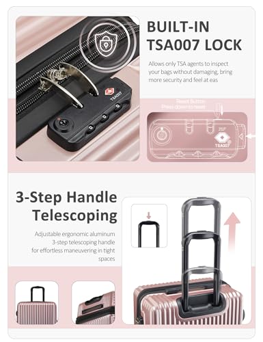 Image of Carry On Luggage 22x14x9 Airline Approved, Suitcases with Wheels