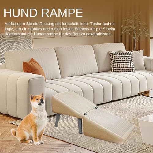 Hunderampe Couch | Klappbare Treppe Sofa | Antirutsch Welpenleiter Mit Multifunktionalem Hocker Als Fußbank Kleintiere