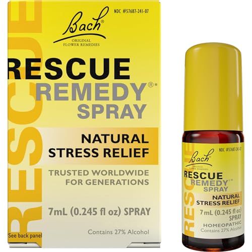 Bach RESCUE REMEDY Spray 7mL Natural Stress Relief Homeopathic Flower Essence Vegan Gluten and Sugar-Free Non-Habit Forming