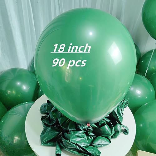 Image of 90 Pack Green Balloons 18 inch Dark Green Latex Big Balloons for Party Decorations and Events ZWZLIULIAN