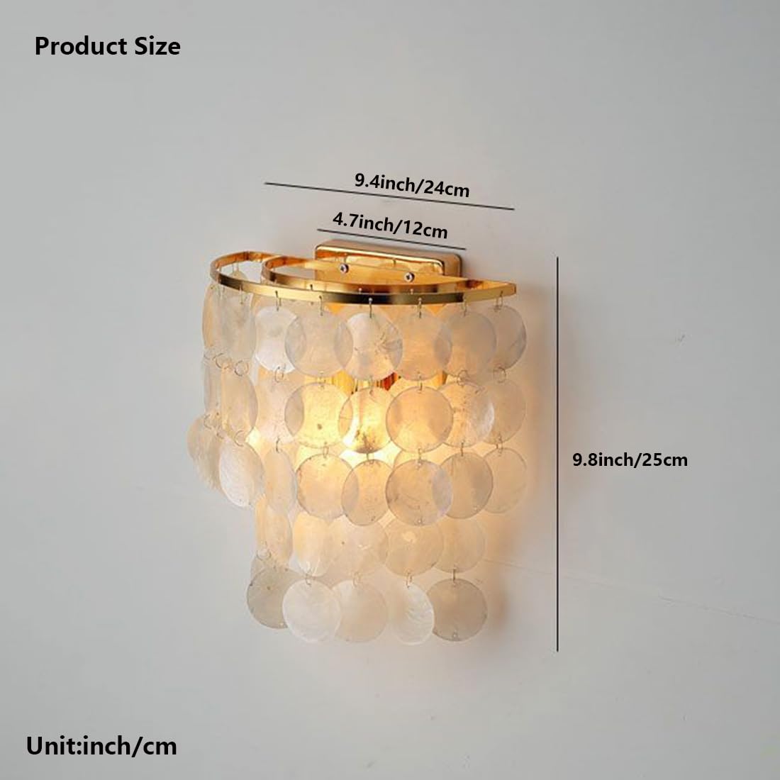 Lampe Murale Modernes En Coquillage Naturel En Gradins (Or)
