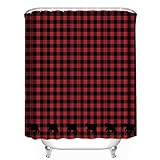 Custom Buffalo Check Bear Applique Shower Curtain 66
