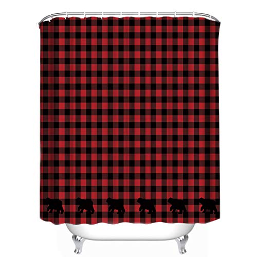 FAMILYDECOR Custom Buffalo Check Bear Applique Shower Curtain 66