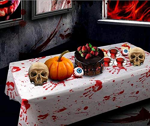 Halloween Tablecloth, Scary Themed Halloween Party Supplies, 2 Pack Rectangle Bloody Disposable Vinyl Table Clothes, Birthday Zombie Decorations, Plastic Square Table Cover For Nurses Day Décor Gift #TOP3