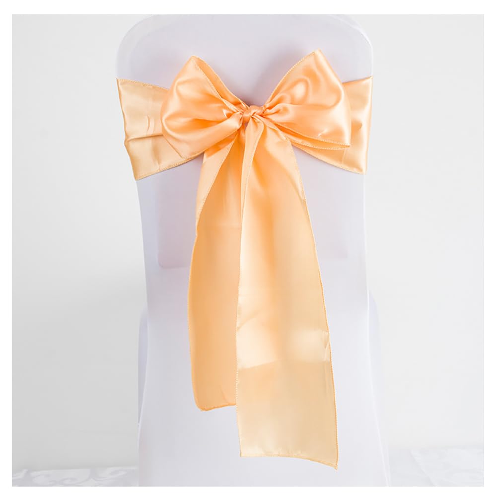 Yurosiay Satin Chair Bows 17 x 275 cm Wedding Decoration Chair Sash Bow Ties Satin Sashes Chair Bows for Wedding Banquet Birthday Party Hotel Home Champagne Pack of 5
