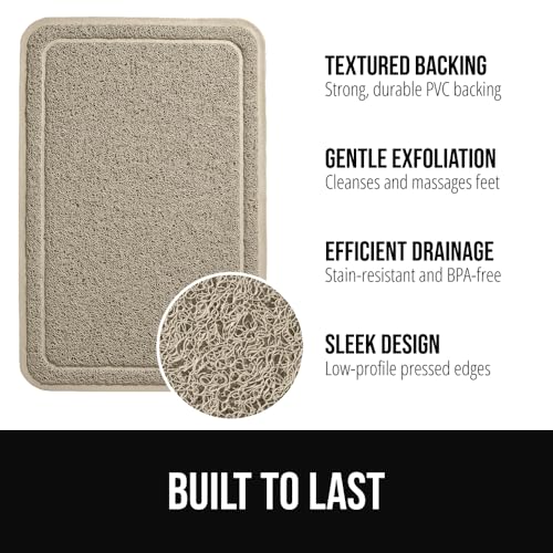 Image of GORILLA GRIP Exfoliating Bath and Shower Mat, Textured Backing, 35x16 Soft Loofah-Style Foot Scrubber for Outside or Inside Bathtub, Quick Dry Easy Drainage Tub Floor Mats, Bathroom Essentials, Beige
