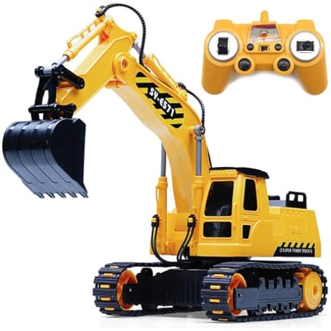Fisca Remote Controlled Excavator, 1:26 RC Remote Control Chain Excavator with 8 Channels, 2.4G Wireless Remote Control Excavator Cover