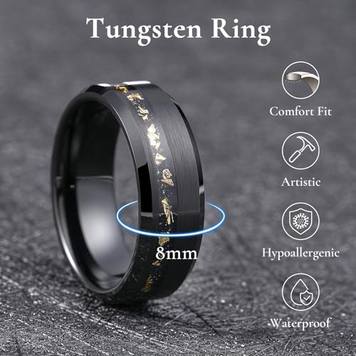 King Will Mens Wedding Band 8mm Tungsten Rings for Men Koa Wood Inlay Engagement Anniversary Ring Comfort Fit for Daily Wear Size 7-142