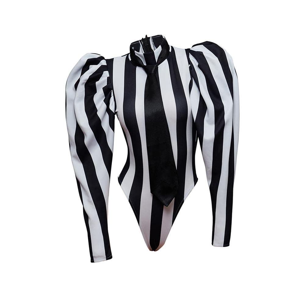 VEECOOCOS Beetle Bombshell Costume Donna Sexy Nero Bianco A Righe Body