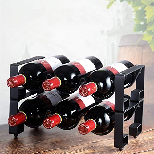 Soporte para botellas de vino apilable negro 33.5x17.3x33cm miniatura 2