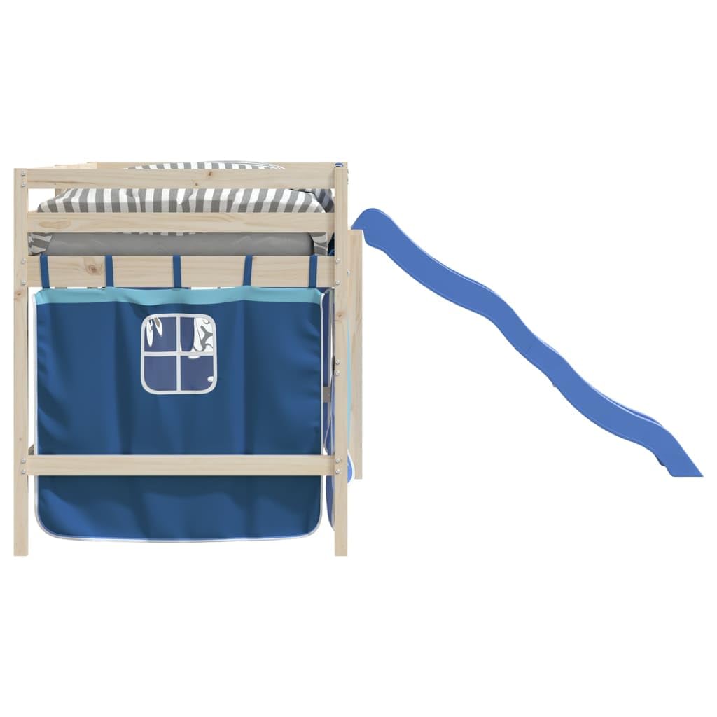 Rideaux lit mezzanine bleu polyester