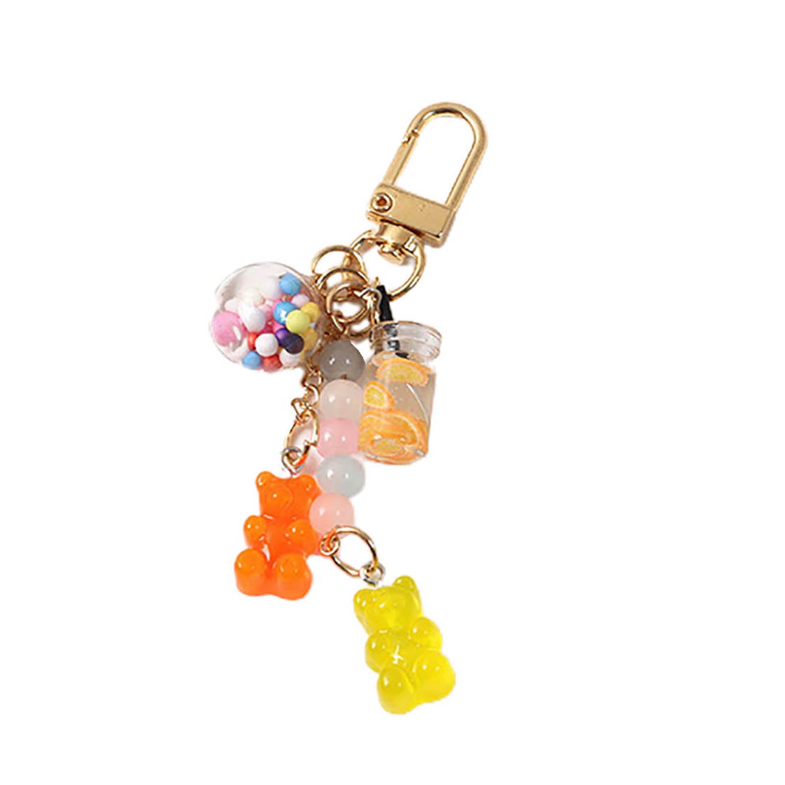 Cute Resin Gummy Bear Key Chain Candy Color Animal Bear Charms Keychains Car Keys Bag Pendant Keyring Jewelry Gift