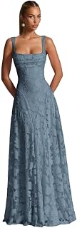 Floral Bridesmaid Dresses for Women Jacquard Lace Cowl Neck Prom Dress Spaghetti Strap Backless Long Formal Evening Gown