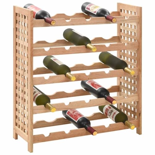 Soporte para 25 botellas de vino de madera nogal sólida miniatura 2