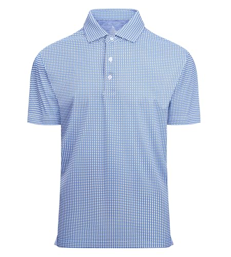 Alex Vando Mens Golf Shirt Moisture Wicking Classic Print Golf Shirts for Men