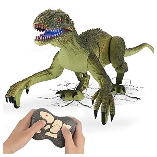 GILOBABY Remote Control Dinosaur Toys with Light and Sound 2.4Ghz RC Simulation Walking Dinosaur Robot for Kids Boys Girls 4 5 6 7 8 9+ Gifts(Green)