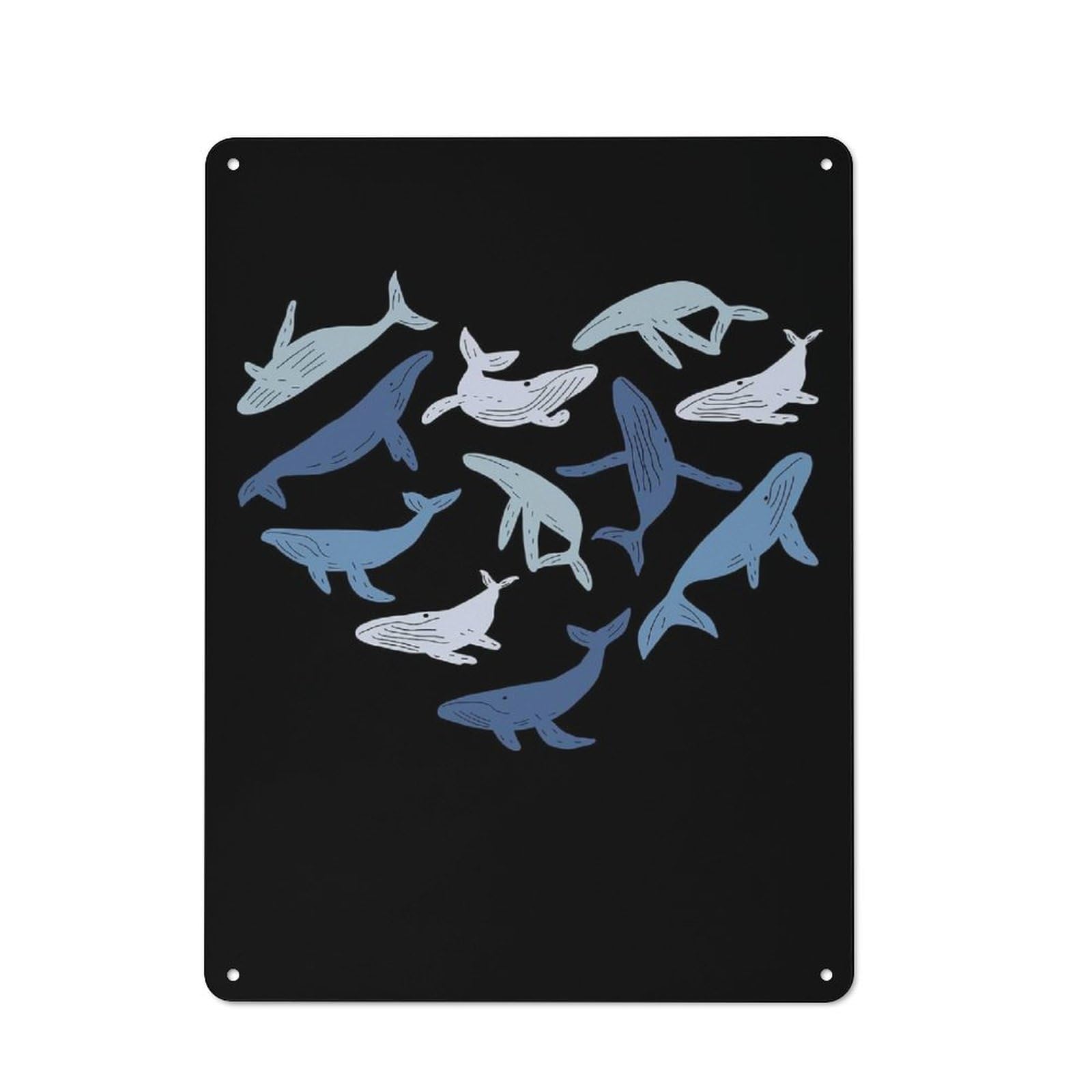 Creative Blue Whale Heart Whale Sea Office Metal Sign 40x30cm, Office Wall Decor for Hobby Room, Office, Lounge Or Living Room