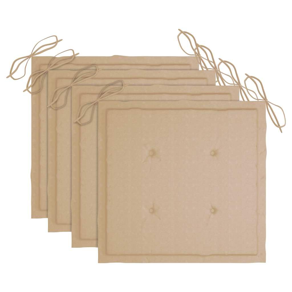 Set di mobili da giardino in teak: 3 sedie da giardino in teak con cuscino beige – sedie da giardino in legno massello con cuscino per terrazza e giardino