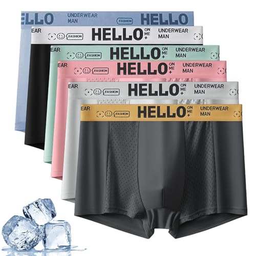 Hello Ice Underwear for Men Mesh Mens Underwear Iced Silk Boxer Briefs Ultra-Thin Soft Breathable Trunks