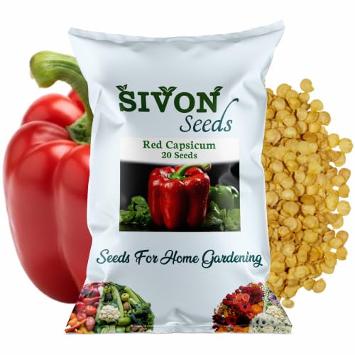 Image of SIVON Red Capsicum (Laal Shimla Mirch) (20 Seeds) Vegetable Seeds for Home Garden, Organic & Hybrid, Perfect for Home Gardening, Planting For Pots and Patio