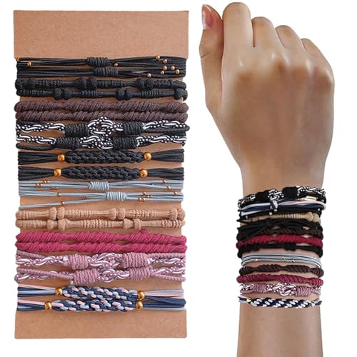 Nayyana 20 gomas elásticas para el pelo de estilo bohemio para cabello grueso o fino, bandas para el pelo de las mujeres y coletas, sin daños, grandes