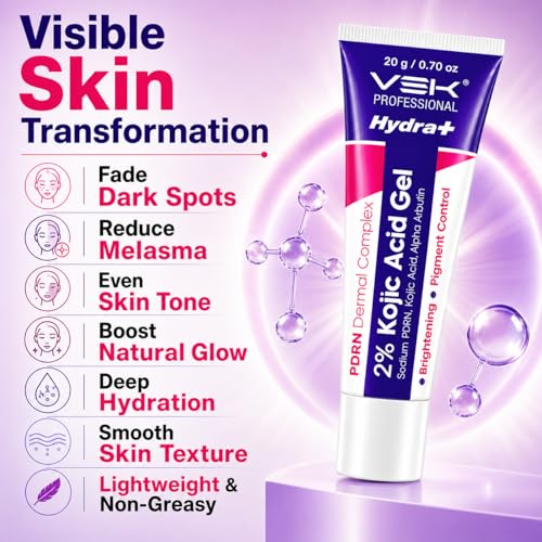 Image of VSK Professional Hydrate 2% Kojic Acid Face Serum in Gel with PDRN Dermal Complex, Glow Sunscreen & Tinted Sunscreen SPF 50+ | Alpha Arbutin Brightening Treatment for Dark Spots, Melasma & Uneven Skin Tone | Lightweight Non-Greasy Daily Use Combo |4 Tubes 20g each