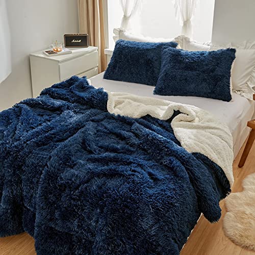Flysheep Luxury Faux Fur Full/Queen Size Winter Comforter Set Shaggy