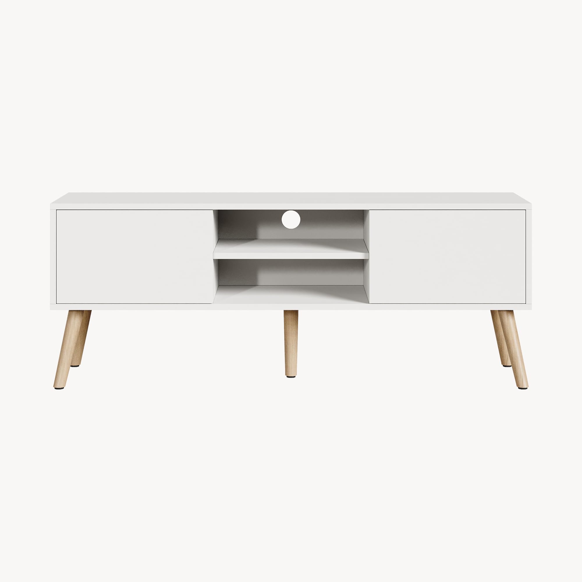 [en.casa] Fernsehtisch Eskilstuna mit Schranktüren und Ablagefächern Fernsehschrank TV Sideboard für Schlafzimmer, Wohnzimmer 120 x 29,5 x 46,5 cm Weiß