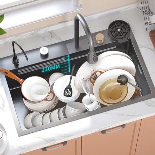 Évier simple sous plan en nanometer de 75 cm au design minimaliste et durable - 4