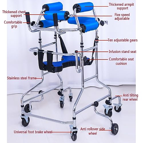 Andador con asiento y ruedas para personas mayores y adultos, soporta hasta 330 libras, diseño antiinclinación de 8 ruedas para mayor estabilidad, altura ajustable para mayor comodidad
