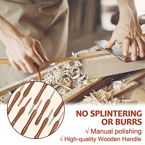 Aeelike Wooden Handle Crochet Hooks Set including Case, 9Pcs 2.0mm-6.0mm Warm, Easy Grip - Image 4