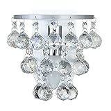 Wandleuchte für Wohn-, Gäste- oder Schlafzimmer; Verziert mit oktagon und kugelförmigen klarem Kristall; Kombination aus Metall- und Aluminiumlegierungen; Die Hauptfarbe ist Mattsilber und Chrom