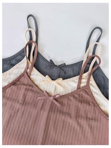 GORGLITTER Women's 6 Piece Bow Tie Pajama Sets Sleeveless Cami Top Ruched Split Side Shorts Sleepwear Sets3