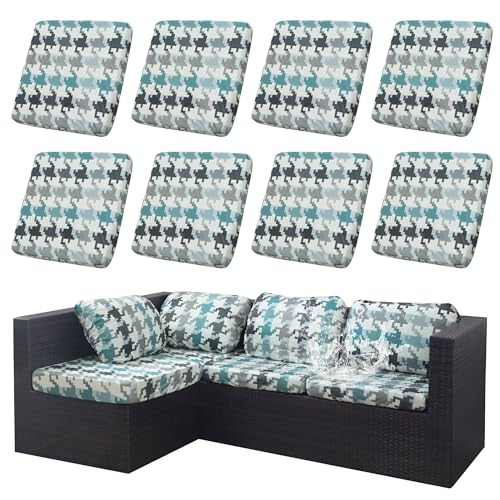 8Pcs Outdoor Cushion Covers, Elastic Patio Cushion Covers