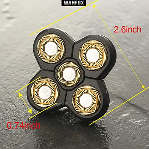 Image of Electric Shaver Replacement Head 5 Blades Replacement Shaver Head Blade 5 Heads Beard Electric Razor Shaver Head (Gold)