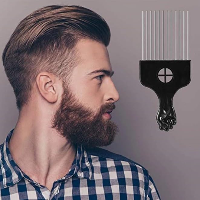 Peines Afro metálicos negros para cabello rizado 2 pack miniatura 5