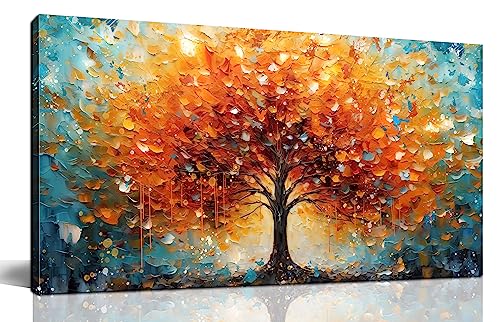 Zoyotago Large Canvas Wall Art Orange Yellow Tree Picture Modern
