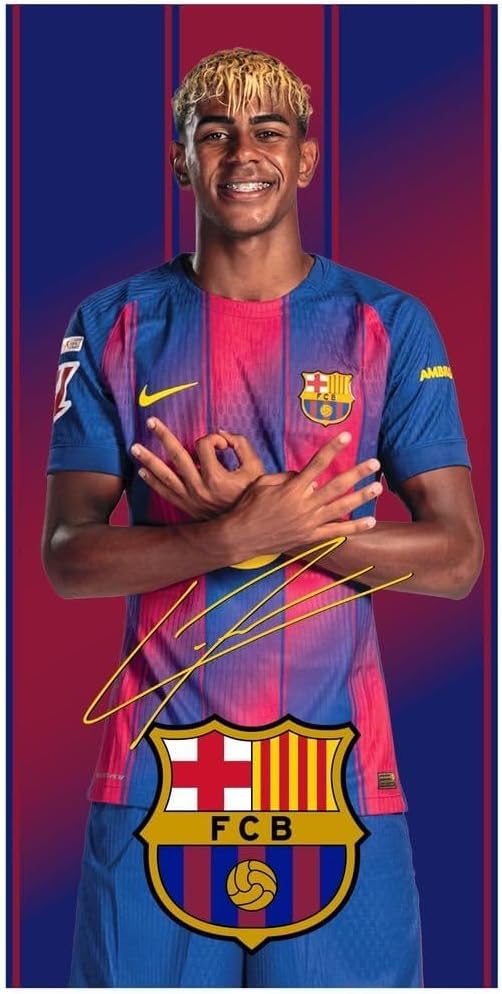 Barcelona FC Serviettes de plage en microfibre Motif Lamine Yamal, Pedri et écusson 70 x 140 cm 9 motifs au choix (Lamine 915066)
