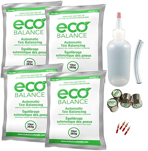 ECO Balance EDIY-10 Do It Yourself Tire/Wheel Balancing Beads Kit - Off -Road, Medium/Heavy Duty Truck Tires, (4) 10oz DIY Bead Bags, (4) Valve Caps and Cores, (4) Core Remover, Injector Bottle