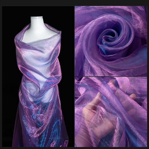 Sheer Organza Fabric Iridescent 3.3 Yard Long, 59Inch Wide For Diy, Sewing Crafts, Wedding And Party Decorations, Tulle, Gauze, Fabric Decorative Edge, Handicraft Enthusiasts